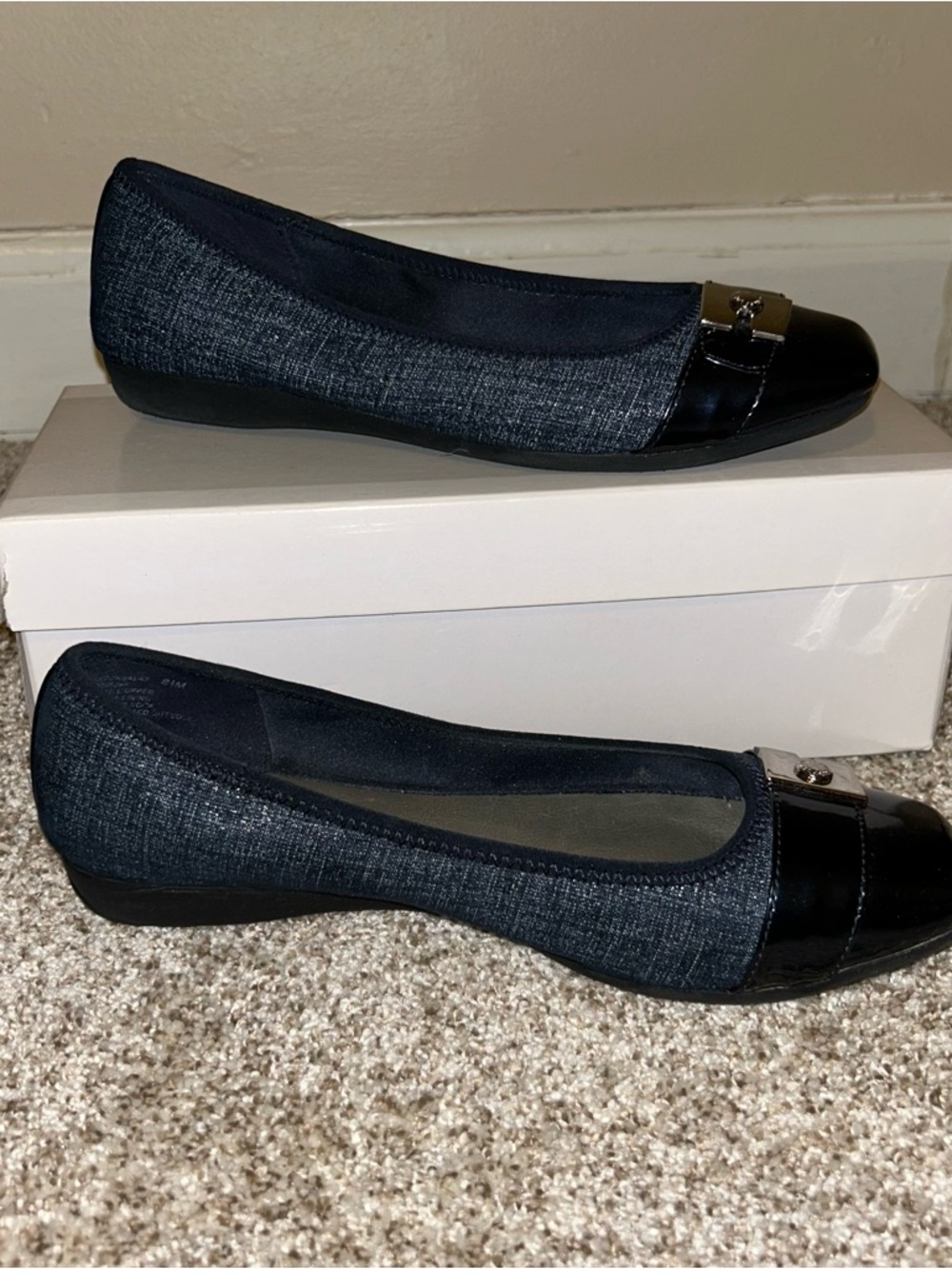 Anne Klein Metallic Navy Blue Ballet Flats - Picture 12 of 12